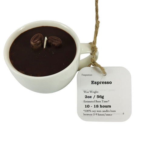 Espresso (White Porcelain) - Mug Candle - 100% soy wax
