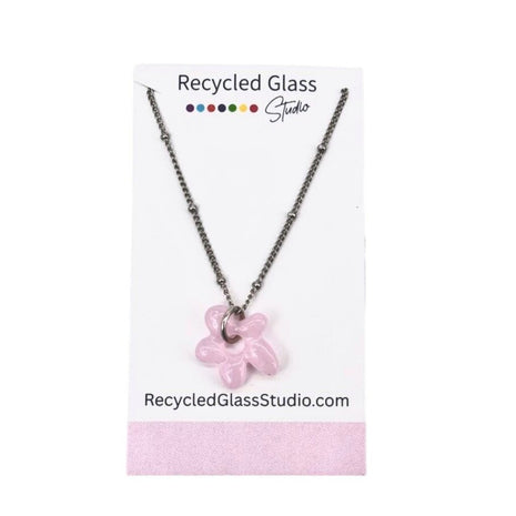 Pink Flower Fused Glass Necklace