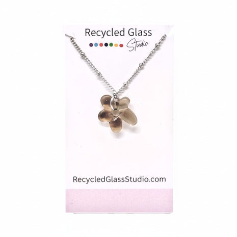 Grey Flower Fused Glass Necklace