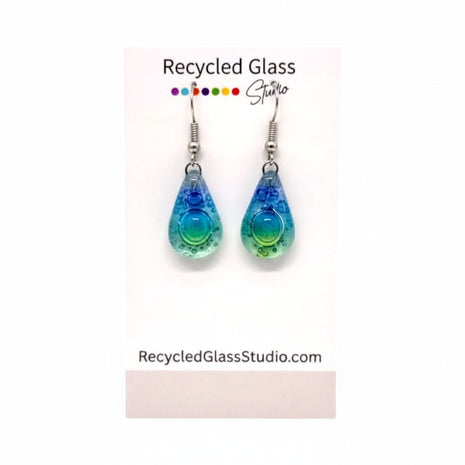 Bubbly Fused Glass Teardrop Dangles