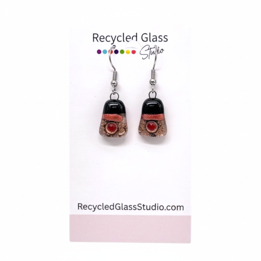 Black|Pink|Gold Fused Glass Dangles - Short Stack