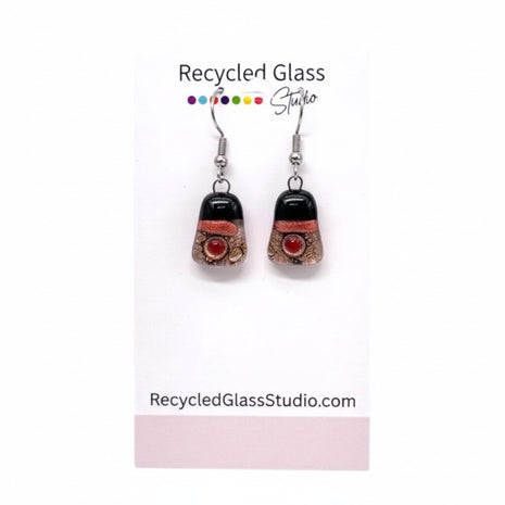Black|Pink|Gold Fused Glass Dangles - Short Stack