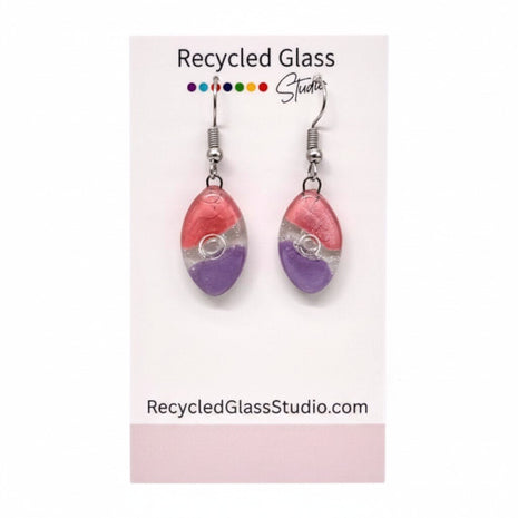 Pink|White|Purple Fused Glass Dangles