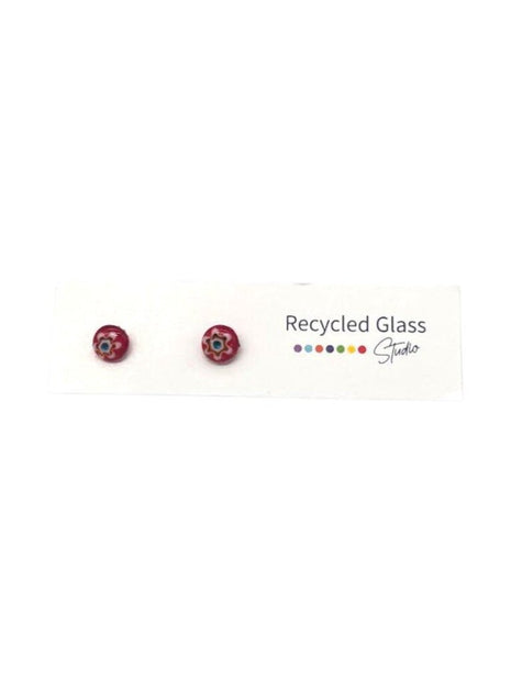 Red Millefiori Tile Post Earring