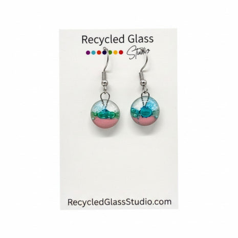 Blue|Green|Pink Fused Glass Dangles