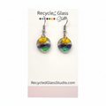 Yellow|Purple|Green Bubbly Fused Glass Dangles