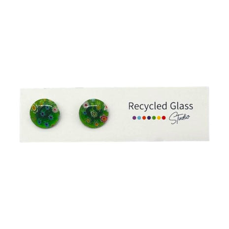 Green Millefiori Tile Post Earring