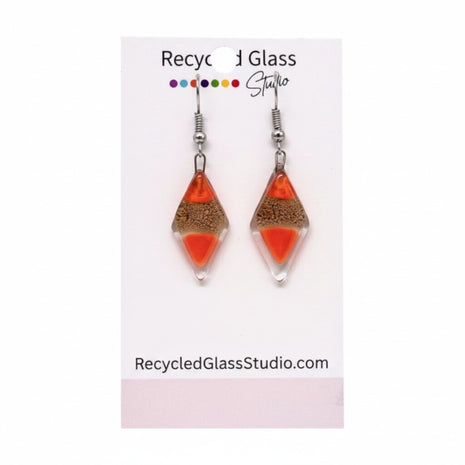 Orange|Gold Diamond Fused Glass Dangles