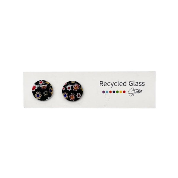 Black Millefiori Tile Post Earring