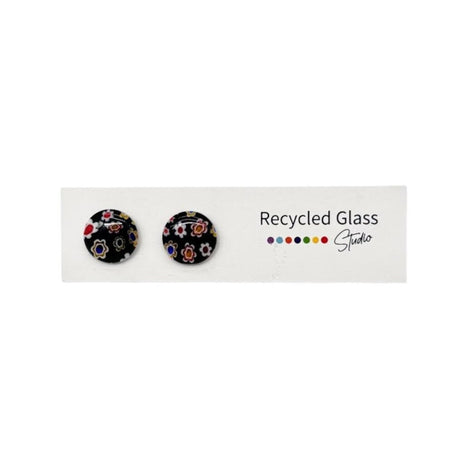 Black Millefiori Tile Post Earring