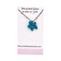 Blue Opaque Flower Fused Glass Necklace