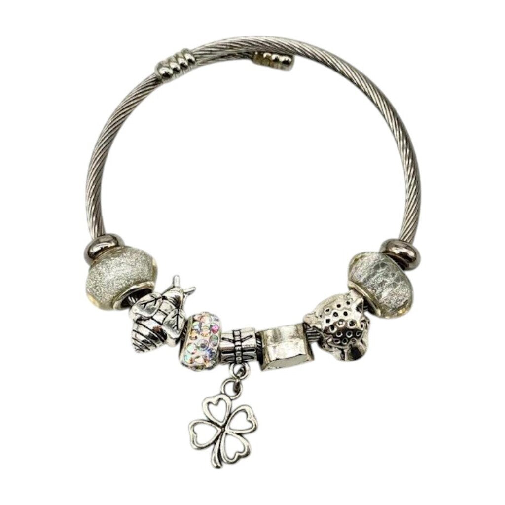 White|Silver Charm Bracelet