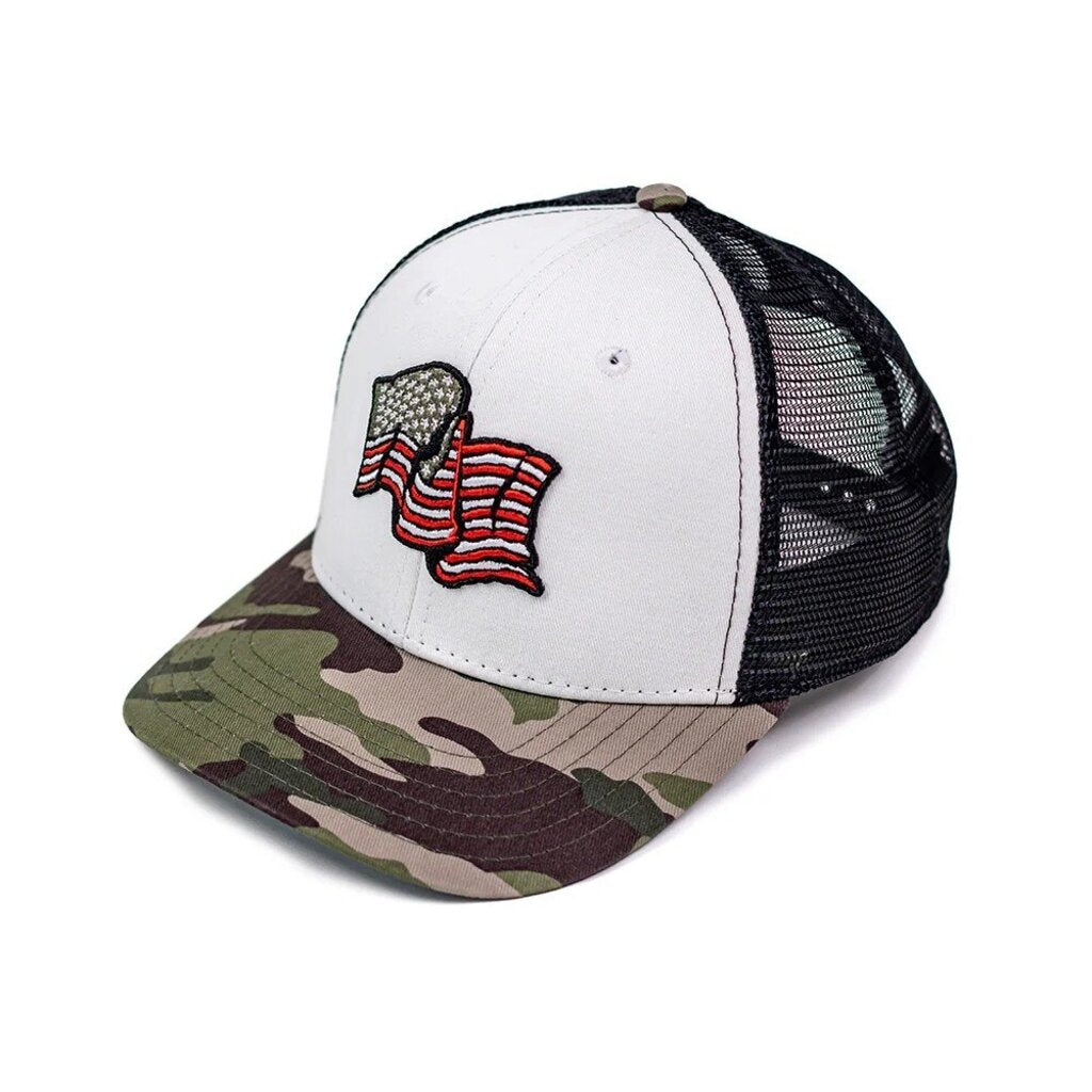 Waving Flag Hat - Camo/White