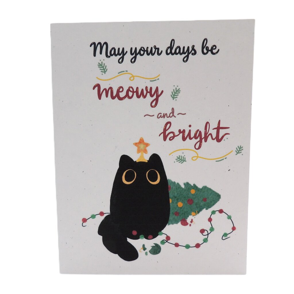 Cat Merry and Bright Christmas Pun Card