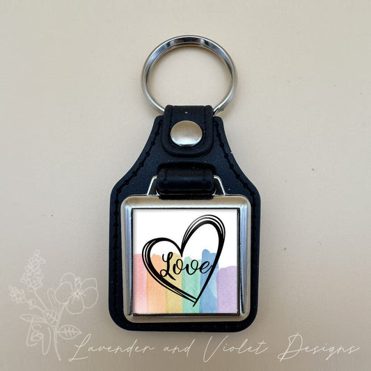 WATERCOLOR LOVE VINYL KEYCHAIN SQUARE