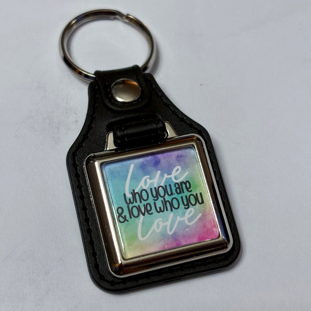 LOVE WHO YOU LOVE VINYL KEYCHAIN SQUARE