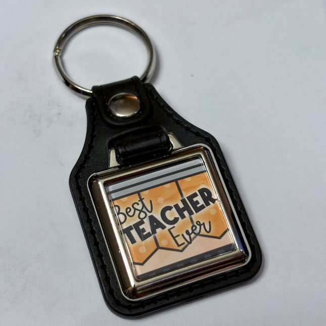 BEST TEACHER VINYL KEYCHAIN SQUARE