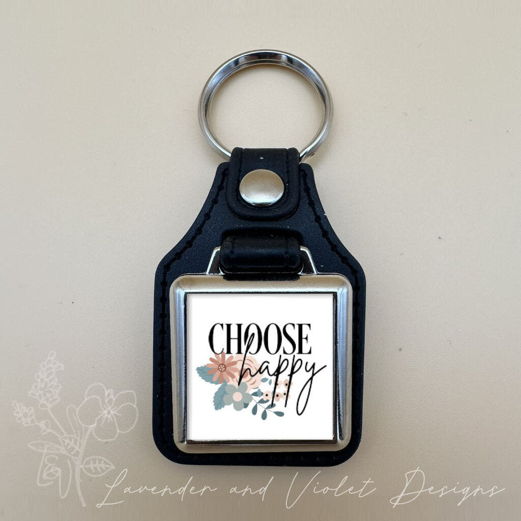 CHOOSE HAPPY VINYL KEYCHAIN SQUARE