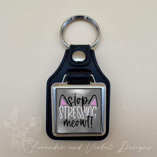 STRESSING MEOWT VINYL KEYCHAIN SQUARE