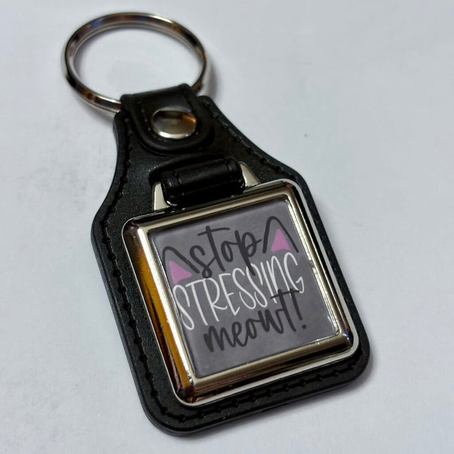 STRESSING MEOWT VINYL KEYCHAIN SQUARE