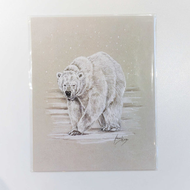 Polar Bear Snow Storm Art Print