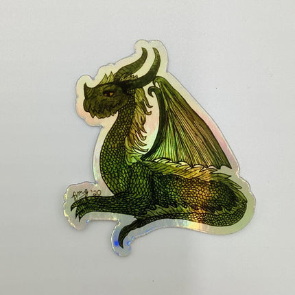 Holographic Green Dragon Vinyl Sticker