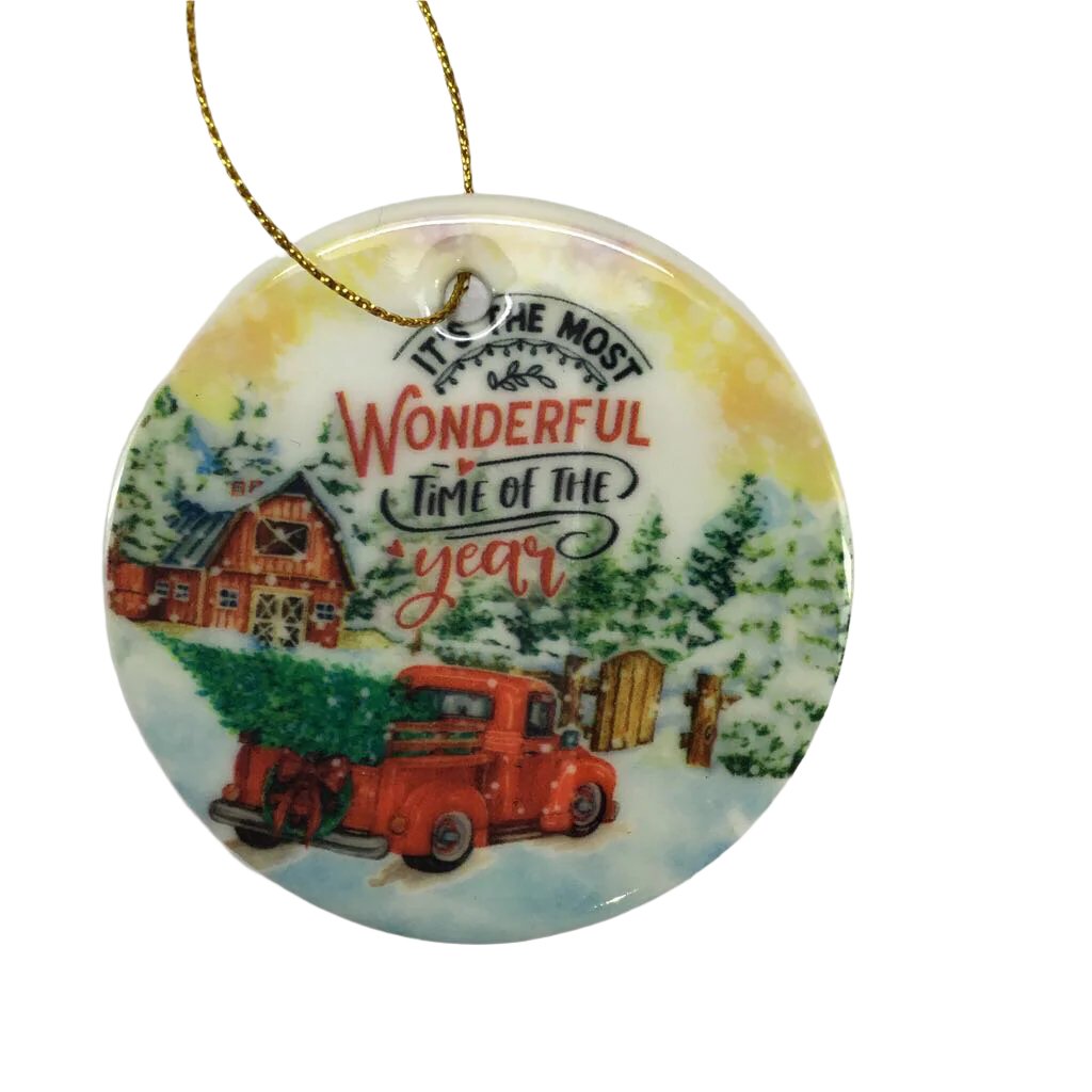 Ceramic Christmas Ornament - Classic Red Truck