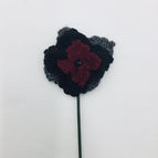 Heathered gray, black, maroon with black bead center