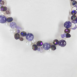 Crochet necklace and earring set Amethyst and crystal - view 2