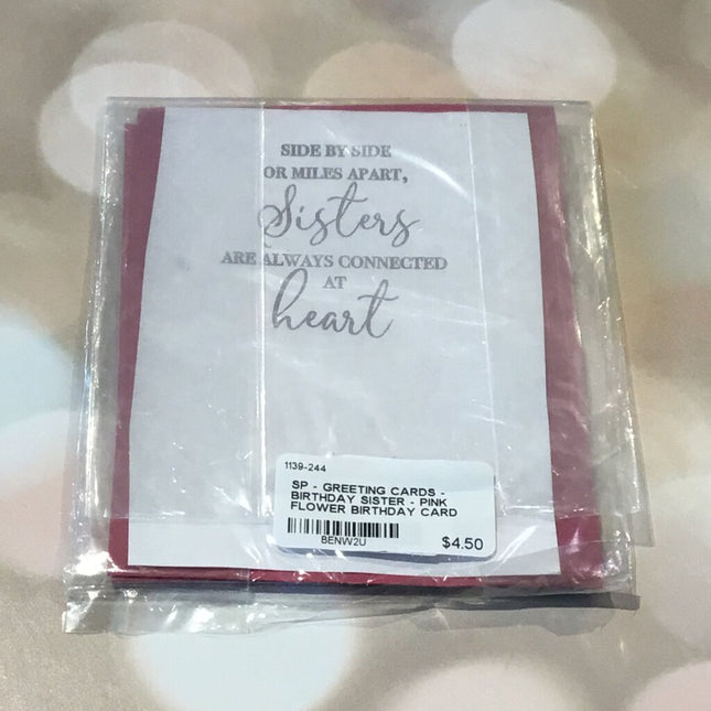 SISTER - PINK FLOWER BIRTHDAY CARD