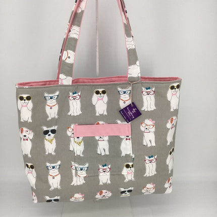 DOG W GLASSES TOTE w/ Pink