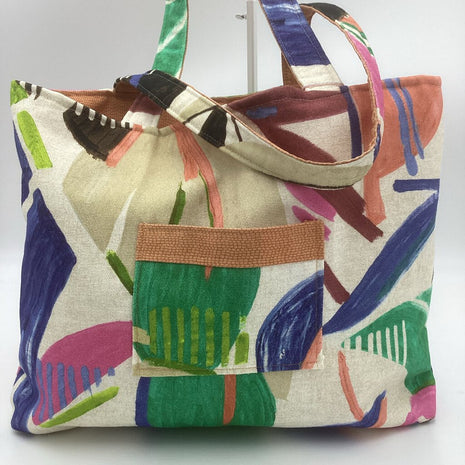 Pastel Palm Leaf Reversible Tote bag