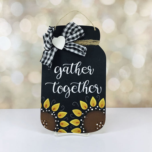 GATHER TOGETHER mason jar door hanger