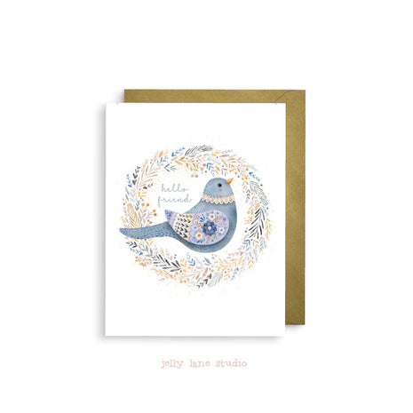 BLUE BIRD WREATH A2 CARD