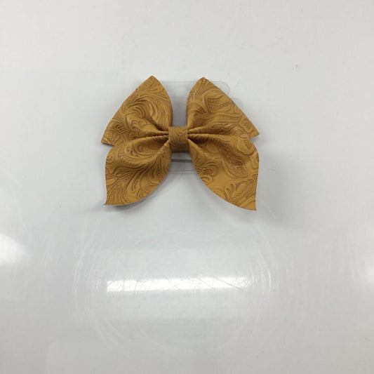 EMBOSSED BOW MUSTARD PINK PANDA BOWTIQUE