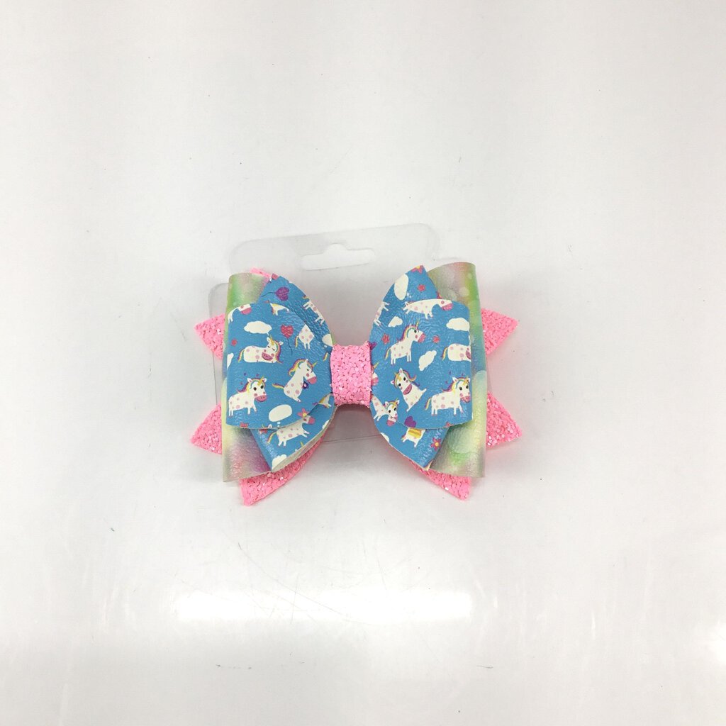 4" BOW - UNICORN BLUE