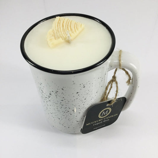 WHITE BIRCH - Mug Candle (camper style mug) - 100% Soy Wax