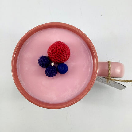 Berries and Cream (Pink Pastel mug) - Mug Candle - 100% Soy Wax