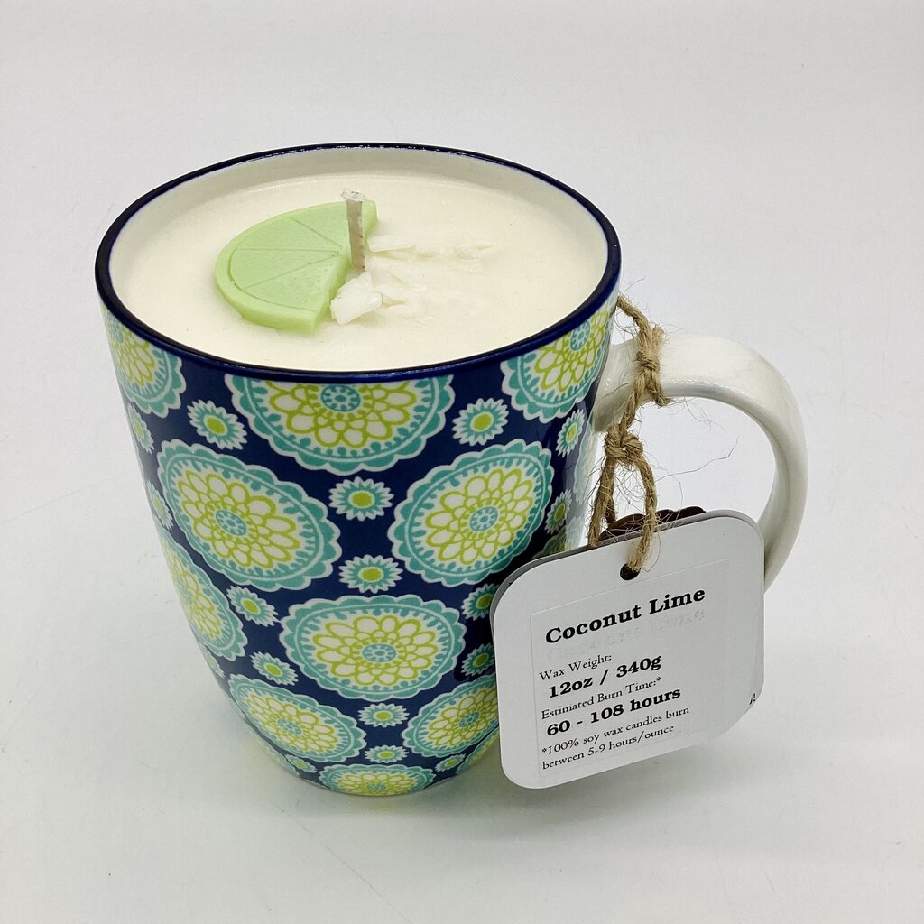 Coconut Lime (Mosaic mug - mug design may vary) - Mug Candle - 100% Soy Wax