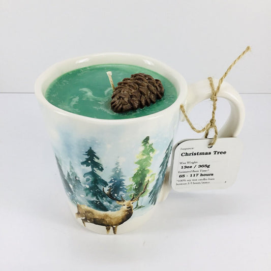 Christmas Tree - Mug Candle (Deer mug) - 100% Soy Wax