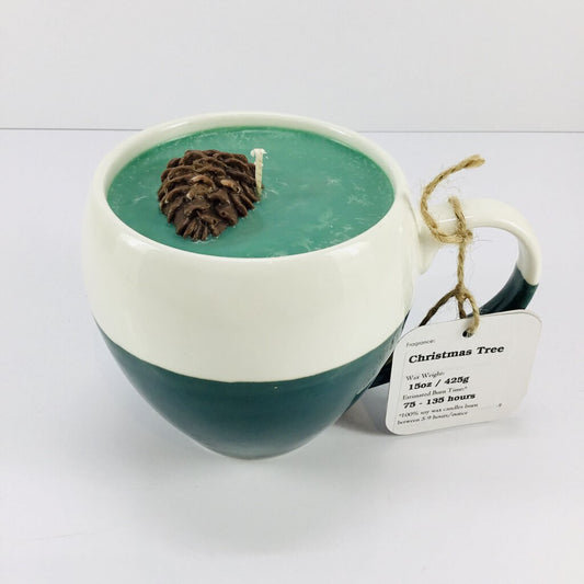 Christmas Tree - Mug Candle (White/Green mug) - 100% Soy Wax