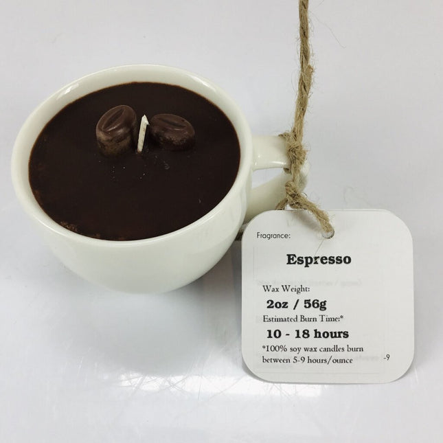 Espresso (White Porcelain) - Mug Candle - 100% soy wax