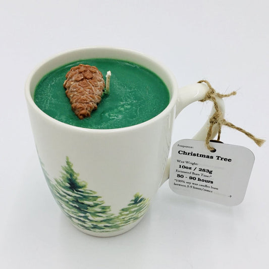 Christmas Tree - Mug Candle (Woodsy mug) - 100% Soy Wax