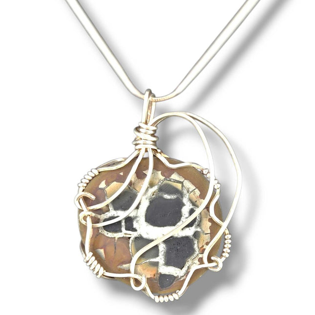 Sterling Silver Wrapped Septarian Pendant
