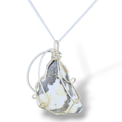 Sterling Silver Wrapped Zebra Marble Pendant