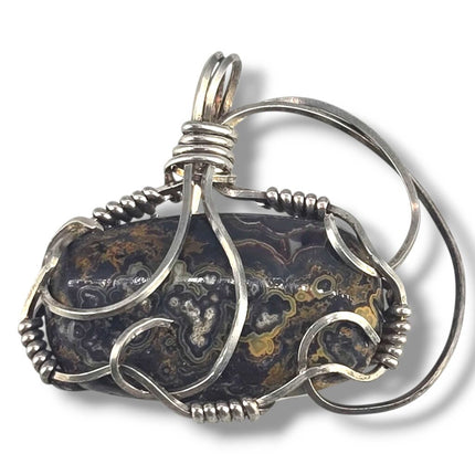 Sterling Silver Wrapped Lacy Agate Pendant