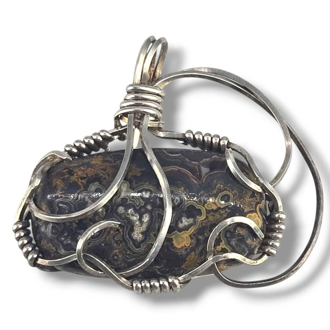 Sterling Silver Wrapped Lacy Agate Pendant