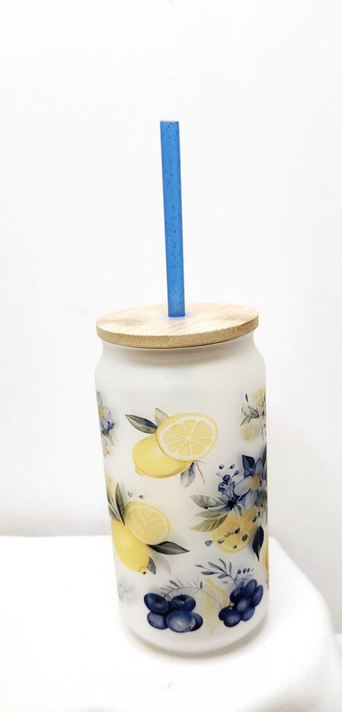 Glass tumbler- Blueberry lemon