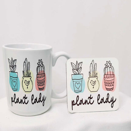 Mug/coaster set- Plant lady