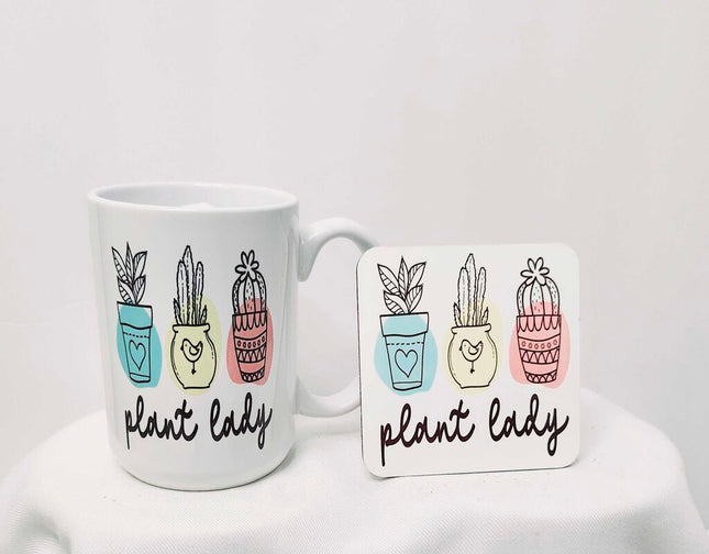 Mug/coaster set- Plant lady